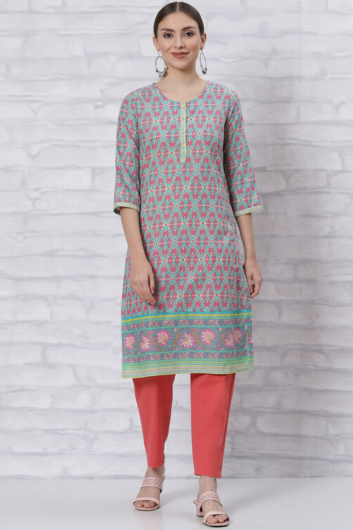 Blue Straight Kurta image number 0